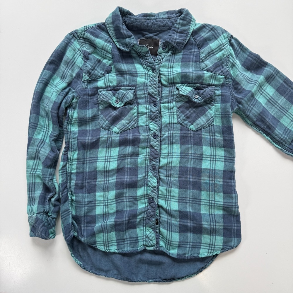 RAILS Long Sleeve Button Up Double Weave Shirt Womens Medium Plaid Blue